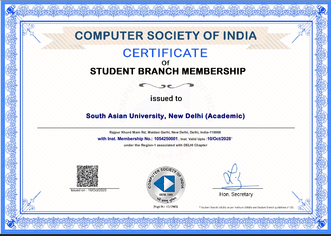 CSI SAU Certificate